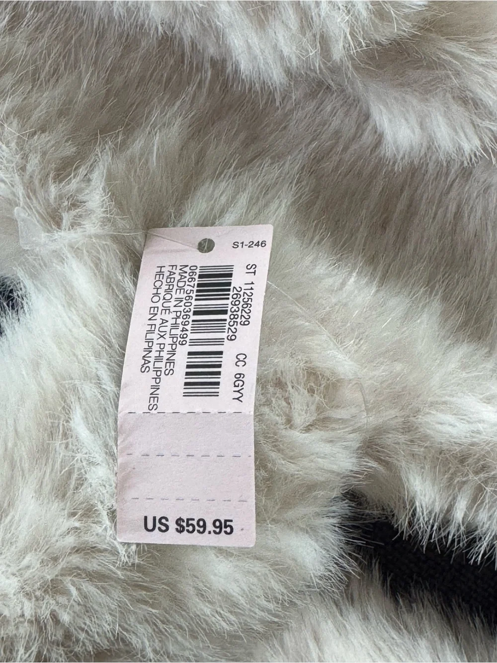 Plush Faux-Fur Victoria Secret Tote Bag in Light Cream with Embossed Logo